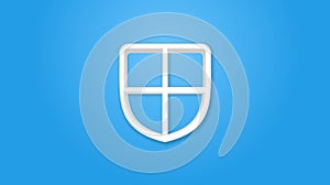 Shield, safety and protection realistic icon. 3d line vector illustration. Top view