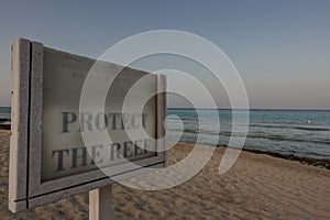 shield on the sany beach with protect the reef