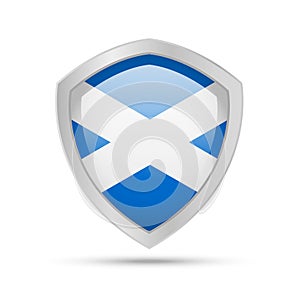 Shield with Scotland flag on white background