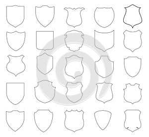 Shield shapes line designs vector