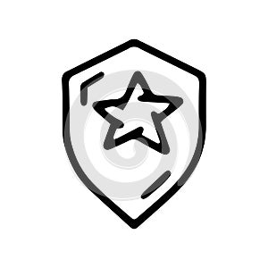 shield with star line vector doodle simple icon
