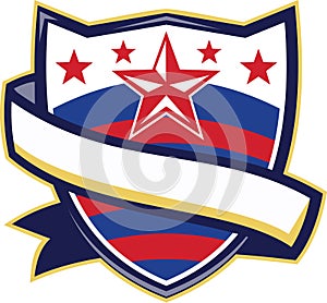 Shield With Stars and Stripes Ribbon Retro