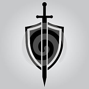 Shield and sword. Vector icon photo