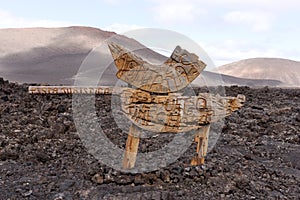 Shield to the entrance Montanas del Fuego in Lanzarote