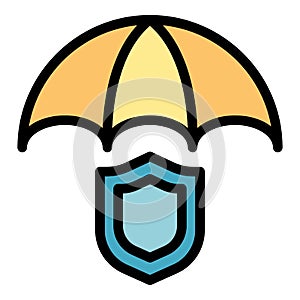 Shield umbrella icon color outline vector