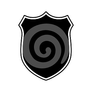Shield vector black color isolated