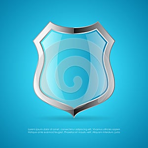 Blue shield vector icon
