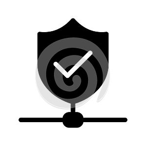 Shield glyph flat vector icon