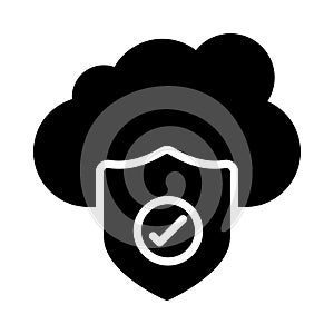 Shield glyph flat vector icon