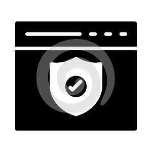 Shield glyph flat vector icon