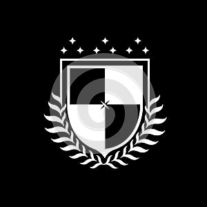 Shield vector logo design. Blazon design template. Castle logo. Luxury design element