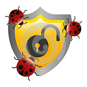 shield with virus atack and padlock