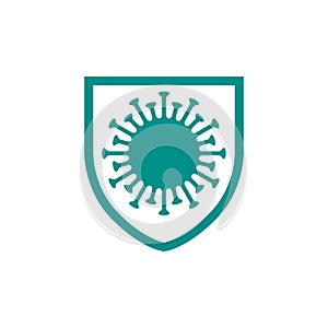 Shield virus corona logo vector design