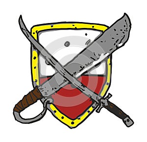 Shield With Weapon Vector