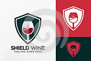 Shield Wine Logo Design, Brand Identity Logos Designs Vector Illustration Template