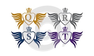 Shield Wing Crown Initial Q R S T