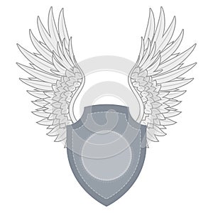 shield with wings on chevron pattern. vector image