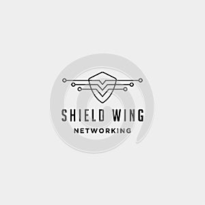 shield wings technology logo design  internet defender symbol sign icon