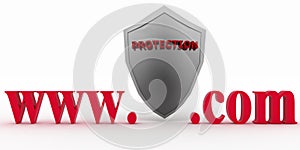 Shield between www and dot com. Conception of protecting from unknown web- pages