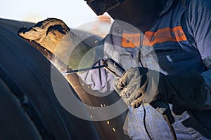 Shielded metal arc welding, manual metal arc weld, flux shielded arc weld or stick welding, is a manual arc welding process.