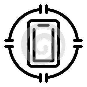 Shielded mobile glass icon outline vector. Anti shatter screen cover