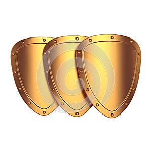 Shields isolated on white background, 3D rendering