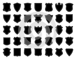 Shields set. Collection of security shield icons with contours.