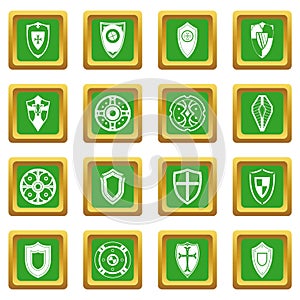 Shields set icons set green