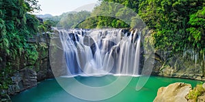 Shifen Waterfall - Famous nature landscape of Taiwan, shot in Pingxi District, New Taipei, Taiwan.