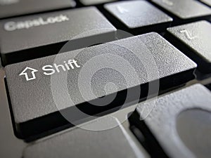 Shift button on computer keyboard with copy space.