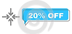 Shifted 20 percent Off Chat Balloon and Network Reduce Arrows Icon