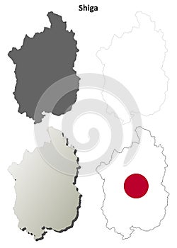 Shiga blank outline map set