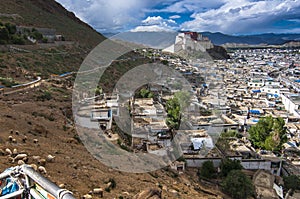 Shigatse Dzong and the old town of Shigatse , Tibet photo