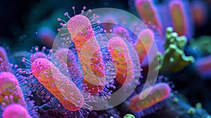 Shigella Dysenteriae Bacteria Under Microscope AI Generated photo