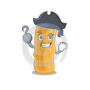 Shigella flexneri cartoon design style as a Pirate with hook hand and a hat