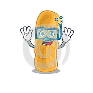 Shigella flexneri mascot design concept wearing diving glasses