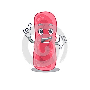 Shigella Sonnei mascot character design with one finger gesture photo