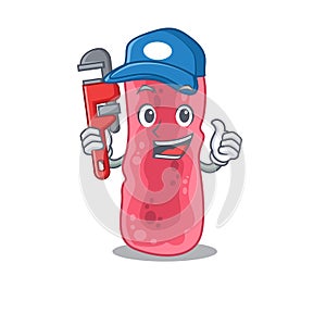 Shigella Sonnei Smart Plumber cartoon character design with tool photo