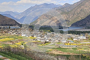 ShiGu village near Lijiang, aerial view. ShiGu is in Yunnan, China, and was part of the South Silk Road or ChaMa GuDao