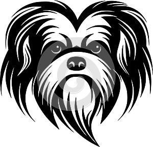 Shih tzu - black and white isolated icon - vector illustration