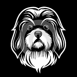 Shih tzu - black and white vector illustration