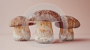 Shiitake mushroom lentinula edodes on soft pastel colored background for a delicate aesthetic view photo