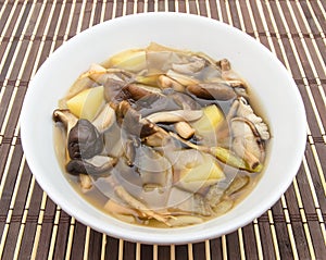 Shiitake mushroom soup with onion and potato