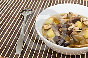 Shiitake mushroom soup with onion and potato