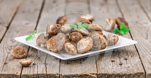 Shiitake mushrooms, selective focus