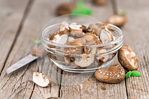Shiitake mushrooms, selective focus