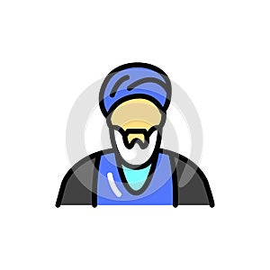 Shiite muslim man line color icon. Isolated vector element. photo
