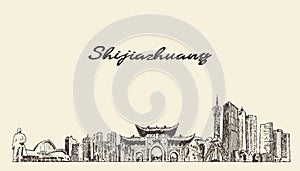 Shijiazhuang skyline Hebei China a vector sketch