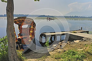 Shikara boats in Dal lake, Srinagar, Kashmir photo