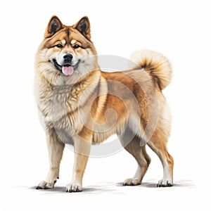 Hyper-realistic Akita Dog Illustration On White Background photo